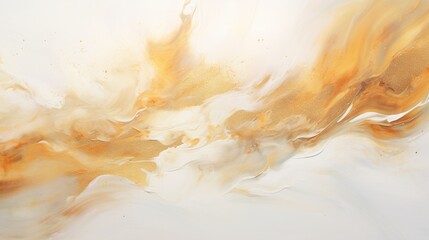 A mesmerizing fusion of white and golden hues, swirling and blending to form an abstract liquid...
