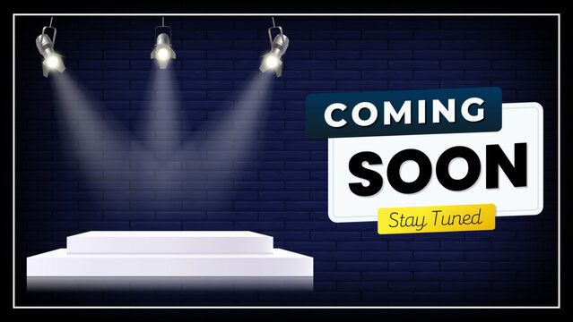 coming soon on dark background with glowing lights minimalistic vector