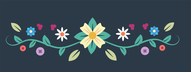 Nature Floral Pattern Flat Style 1.  Plants and flowers concept vector