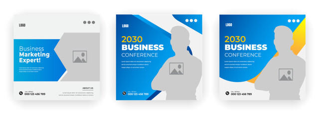 Business marketing web banner, and square cover template or social media post for business creative design
