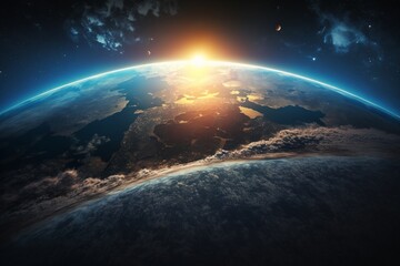 Fototapeta na wymiar sunrise over the earth
