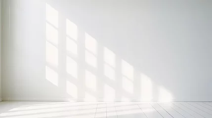 Foto op Plexiglas A Window shadow on wall , Minimalistic style, Summer season. © Nitcharee
