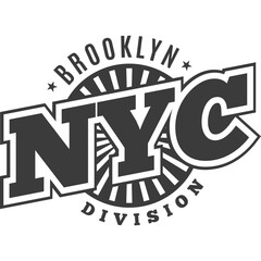 Monochrome Brooklyn, New York emblem, patch, t-shirt graphics, typography