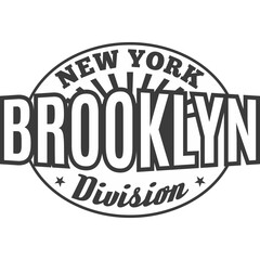 Monochrome Brooklyn, New York emblem, patch, t-shirt graphics, typography