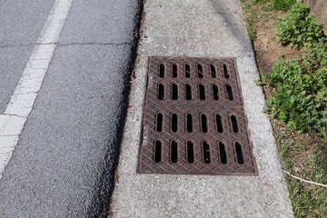 Roadside sewer drain in South Korea