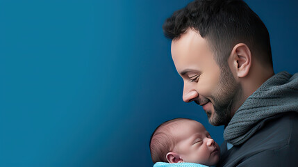 Man mentoring, take care and nursery newborn baby , Father's day .