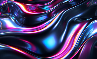 Fototapeta premium Elegant Metallic Waves: Pink and Blue Fluid Abstraction