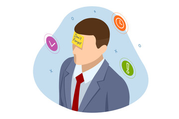 Isometric Reminder Concept. Business planning ,events, reminder and timetable