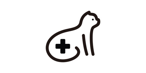 Fototapeta premium cat health logo design, minimalist line logo design.