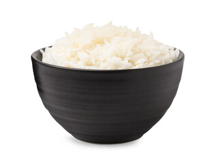 Delicious rice in bowl isolated on white