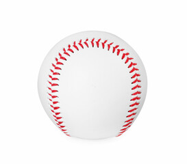 One baseball ball with stitches isolated on white