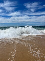 Waved ocean, blue ocean horizon, seascape horizon background, natural ocean view