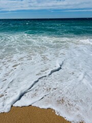 Waved ocean, blue ocean horizon, seascape horizon background, natural ocean view