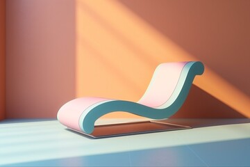 3d rendering minimal Chaise Lounge in colorful pastel concept on brown background