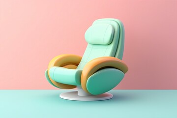 3d rendering minimal Recliner in colorful pastel concept on green background