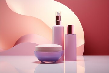 3d rendering cosmetic product with pastel color background