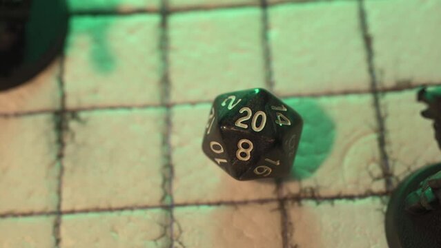 Rolling 20-sided or d20 dice and the result is 20
