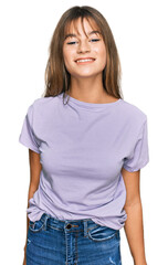 Fototapeta premium Teenager caucasian girl wearing casual clothes with a happy and cool smile on face. lucky person.