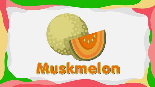  2d muskmelon video animation, muskmelon child animation, muskmelon education video, muskmelon cartoon video, illustration of a muskmelon, english training video