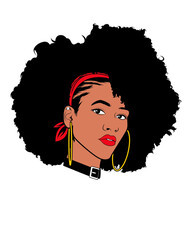 Afro Girl Illustration, Black Afro American Girl Vector, Black Woman Cut file, Funky Woman Stencil, Afro Hair Clipart
