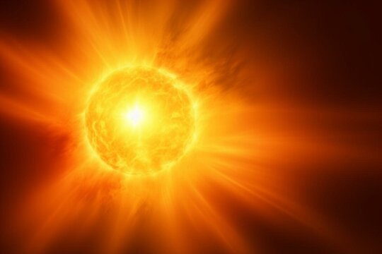 an image of a bright sun, emitting light and radiating heat. Generative AI
