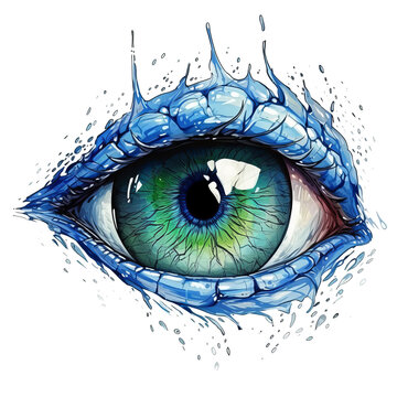 Dragon eye watercolor illustration with transparent background for t shirt sublimation design