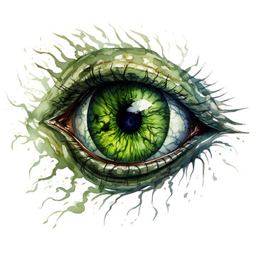 Dragon eye watercolor illustration with transparent background for t shirt sublimation design