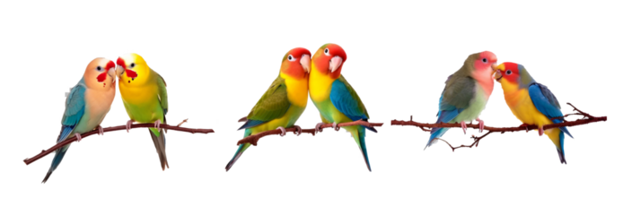 love birds on a branch isolated on transparent background