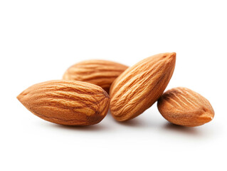 Almonds isolated on white background. Minimalist style. 