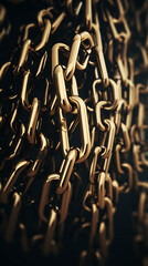 a photo realistic image of a number of heavy chain links next to each other vertically created with Generative Ai - obrazy, fototapety, plakaty
