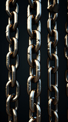 Fototapeta premium a photo realistic image of a number of heavy chain links next to each other vertically created with Generative Ai