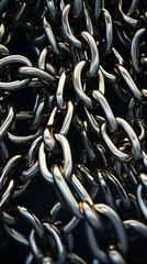 a photo realistic image of a number of heavy chain links next to each other vertically created with Generative Ai