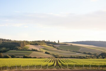 Fototapeta na wymiar rows of vineyard in hilly terrain