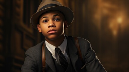 Young Man Wearing Suspenders and a Tie in a Professional Attire