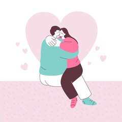 Valentine's Day Couple Sitting and Kissing