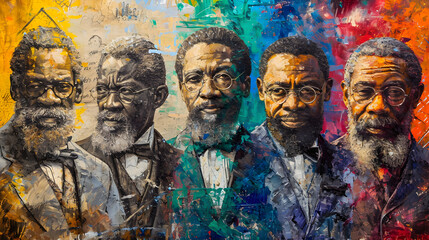 Commemorative portrait of influential leaders for black history month. - obrazy, fototapety, plakaty