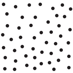 White background with black polka dots