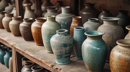 Fototapeta na wymiar Vases old traditional pottery clay pot