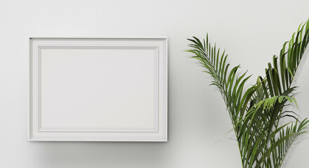Picture frame on the wall on white background