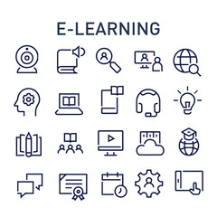 e-learning vector icons set