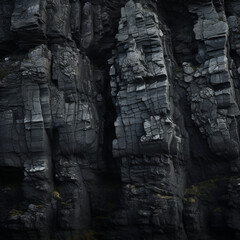 black rock cliffs texture, large scale, flat view, cinematography lighting created with Generative Ai