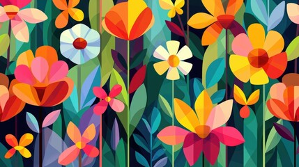 Vibrant geometric interpretation of a spring garden background