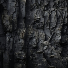 black rock cliffs texture, large scale, flat view, cinematography lighting created with Generative Ai