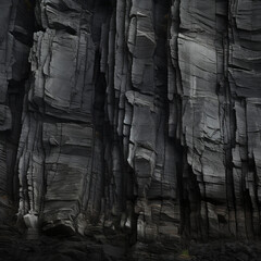 black rock cliffs texture, large scale, flat view, cinematography lighting created with Generative Ai