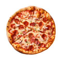 Pepperoni pizza with mozzarella cheese isolated on white background