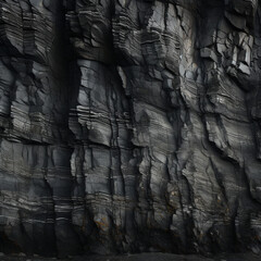 black rock cliffs texture, large scale, flat view, cinematography lighting created with Generative Ai