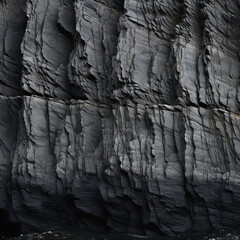 black rock cliffs texture, large scale, flat view, cinematography lighting created with Generative Ai