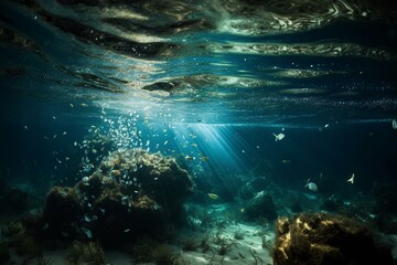 Underwater sparkle. Generative AI