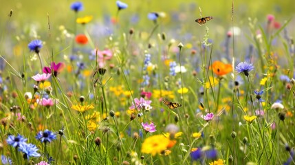ields of wildflowers in full bloom, attracting butterflies and capturing the essence of summer