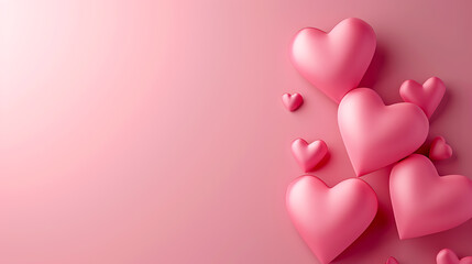 Pink background with 3d hearts in the corner 